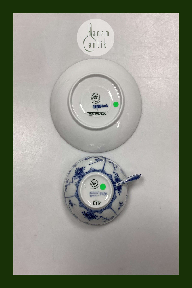 Royal Copenhagen Musselmalet Halvblonde Tekop og Underkop No. 525