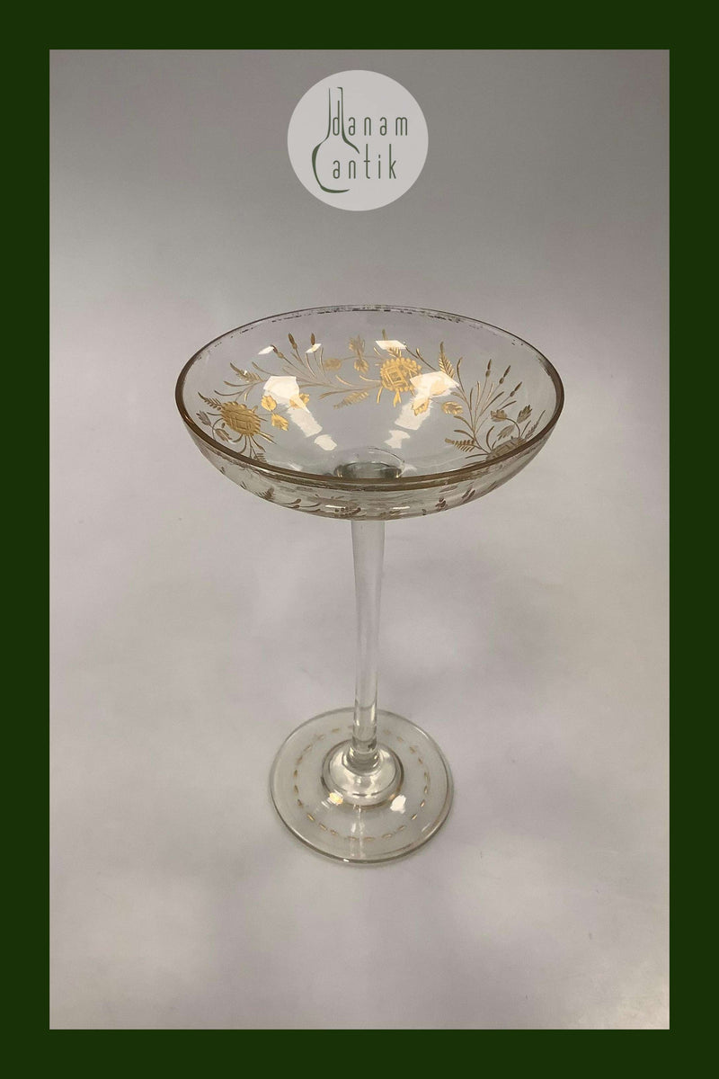 Antik Glas opsats med guld dekoration