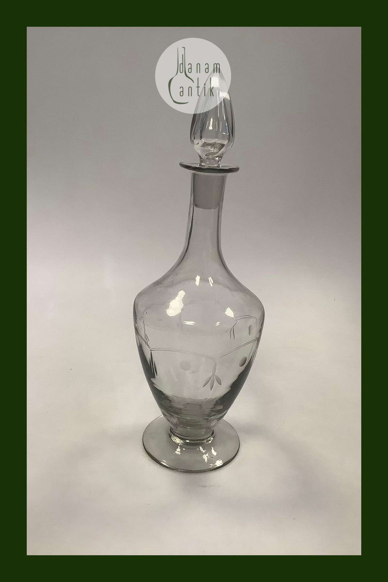 Dansk / Holmegaard Glas Karaffel med slibning