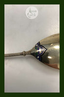 Sølvske med emalje ornamentik og forgyldning