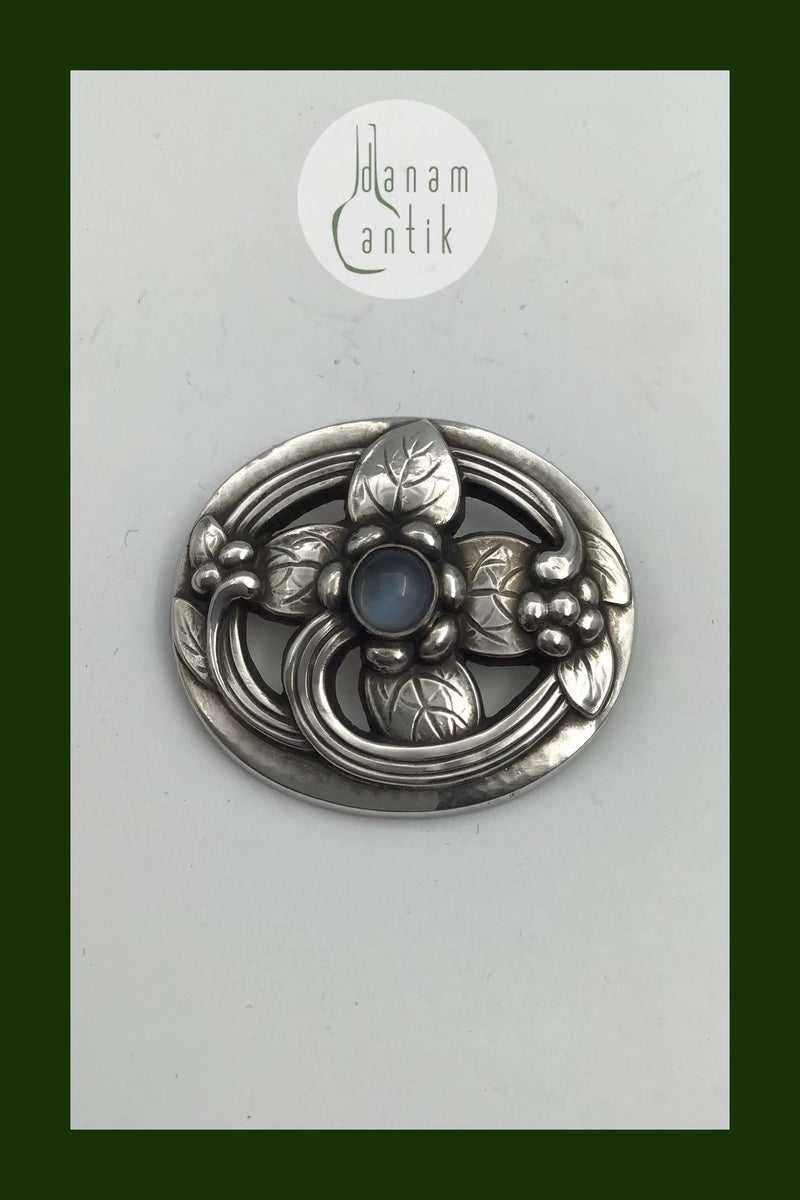 Georg Jensen Sterling Sølv Broche No. 138 (Månesten)