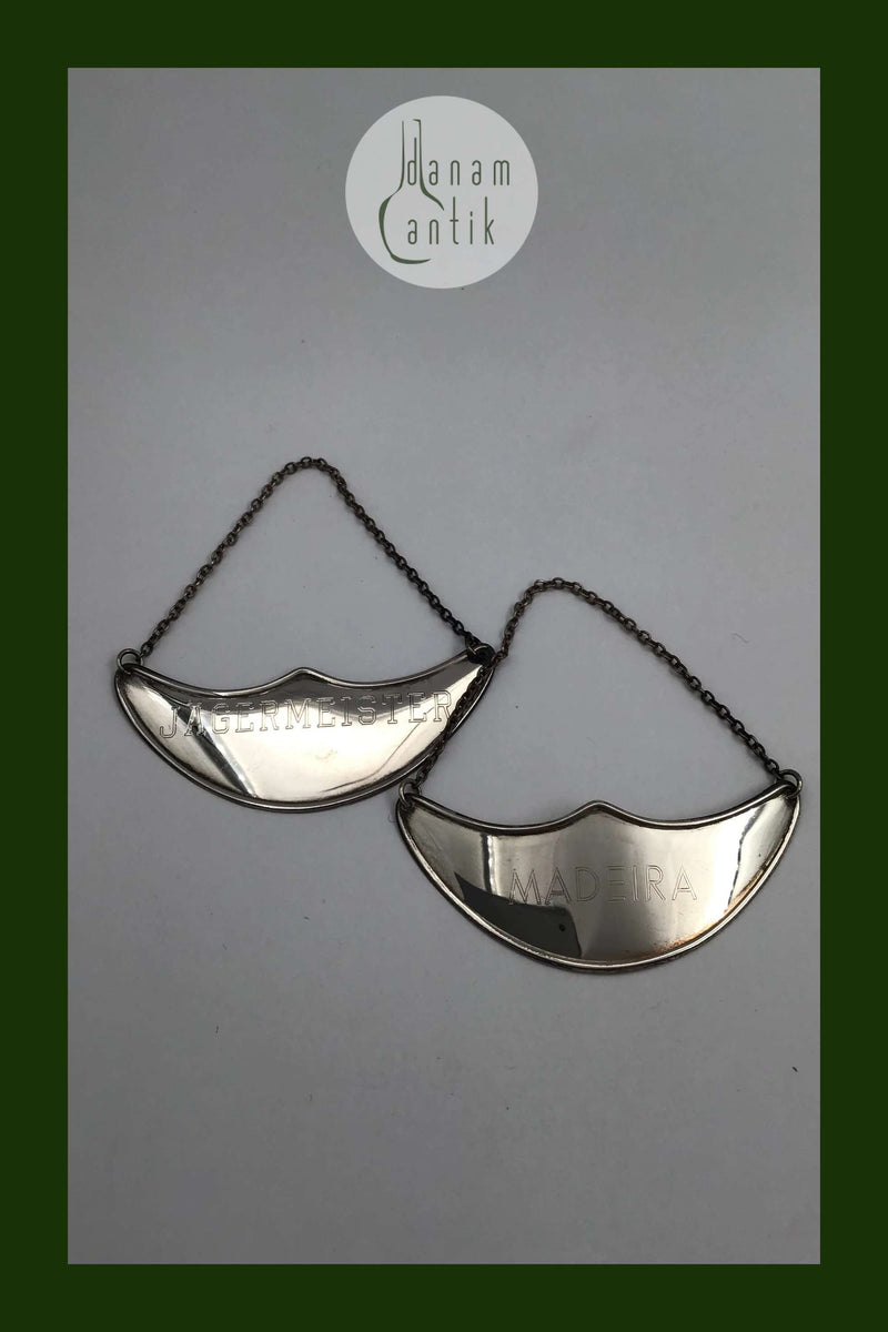 Dansk Sølv Flaskeskilte (2) Jägermeister / Madeira