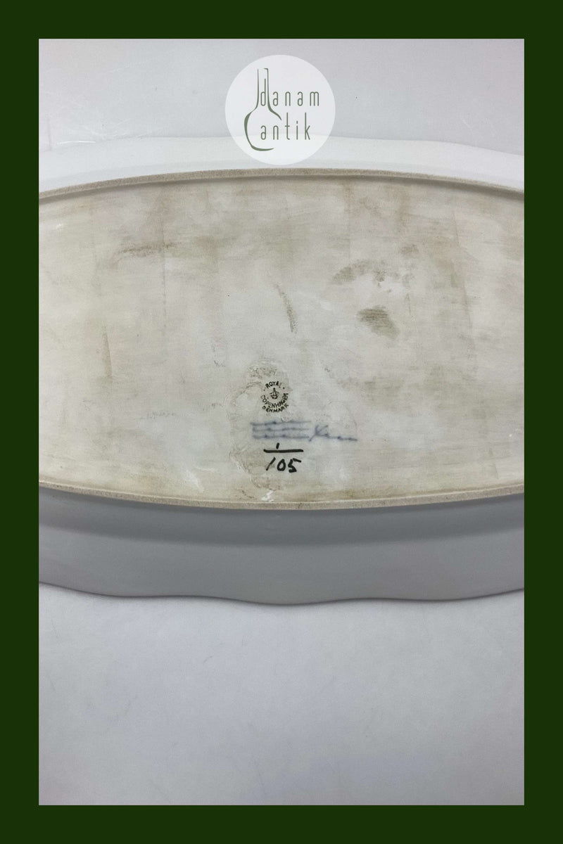 Royal Copenhagen Musselmalet Riflet Stort aflangt Fiskefad No. 105