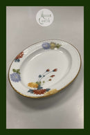 Royal Copenhagen Stel No 93 Hvid Halvblonde m. Blomster og Guldkant Ovalt Fad 30cm