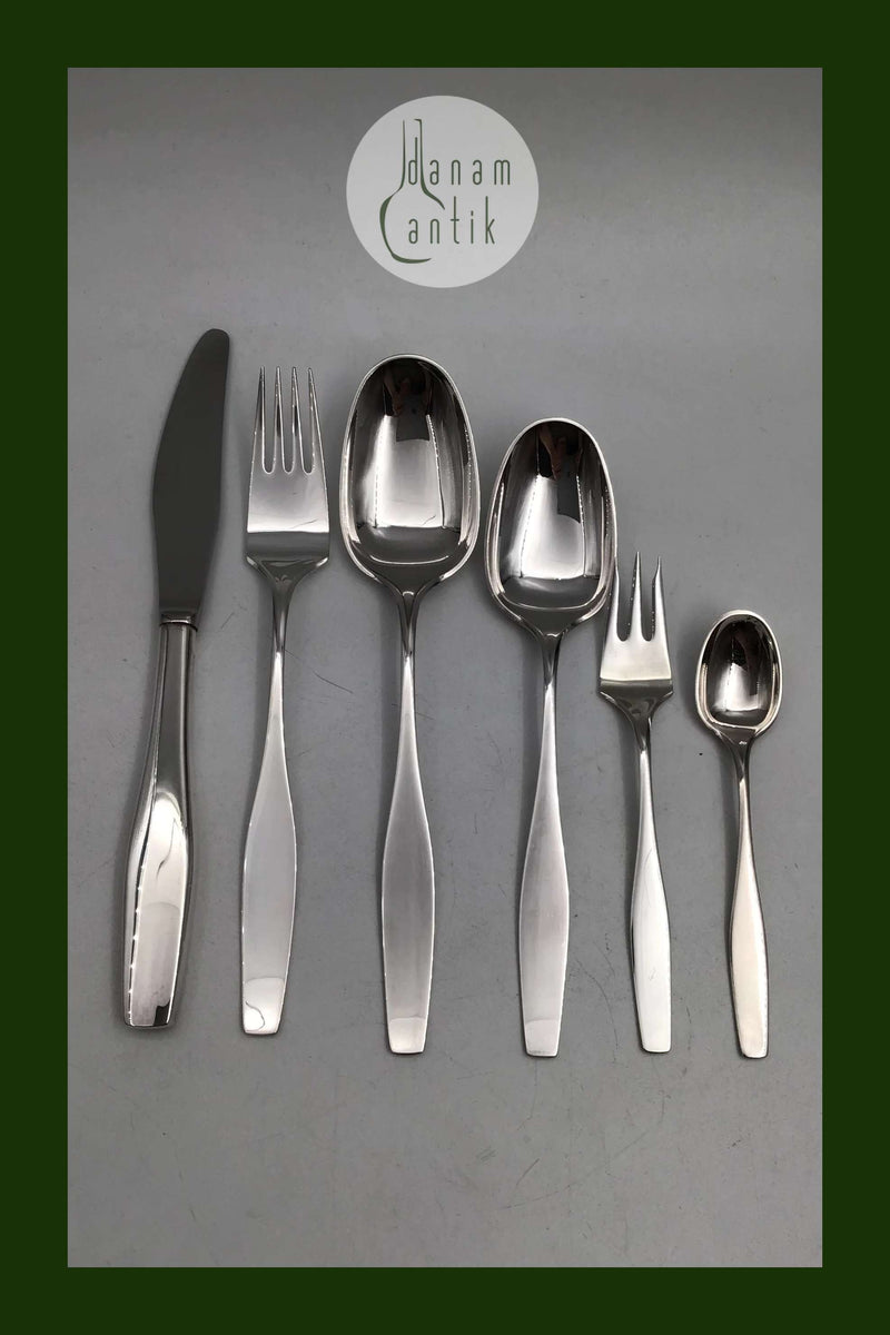 Hans Hansen Sterling Sølv Charlotte Bestiksæt 12 Personer (72 dele)