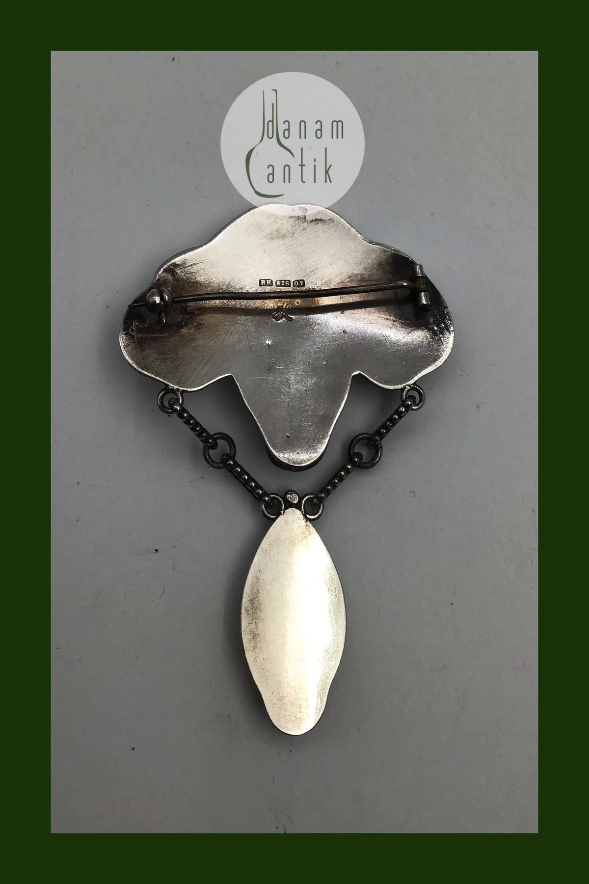 Bernhard Hertz 826 Silver Art Nouveau Brooch with Amber