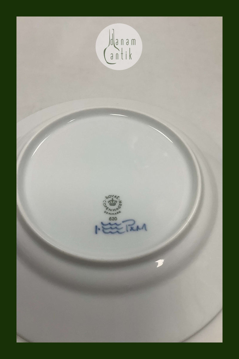 Royal Copenhagen Grøn Riflet Musselmalet Frokosttallerken No. 620