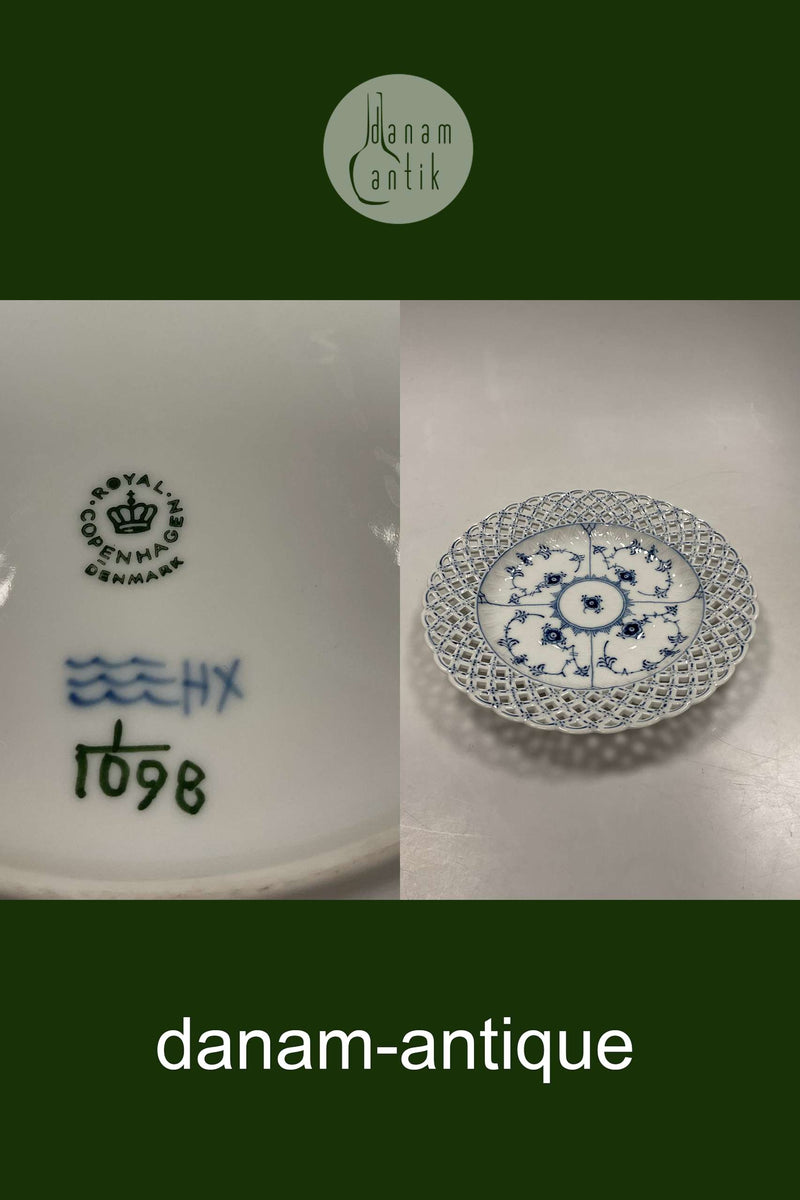 Royal Copenhagen Musselmalet Helblonde med gennembrudt kant Flad Tallerken No 1/1098