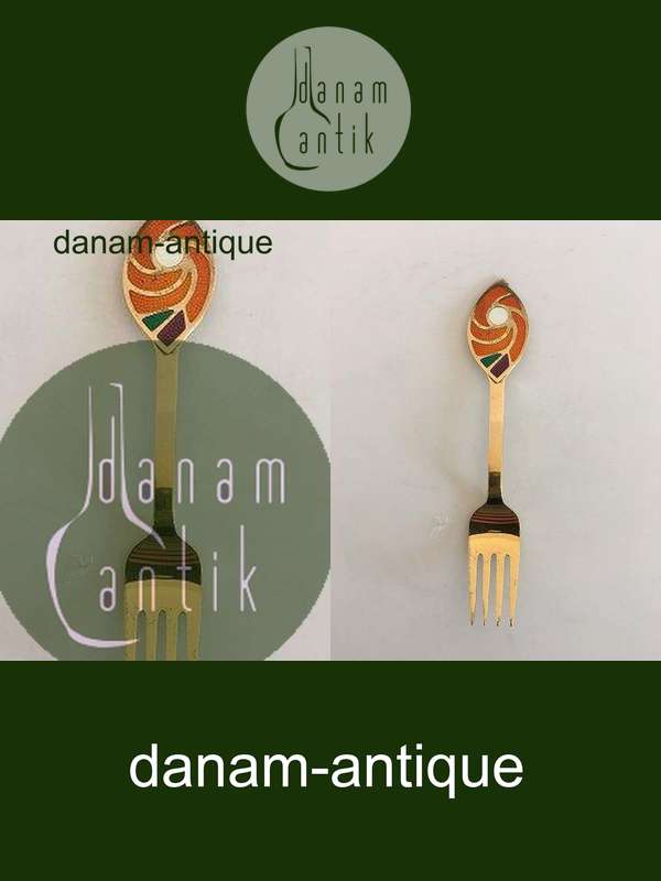 A. Michelsen 1971 Julegaffel Forgyldt Sterling Sølv med Emalje