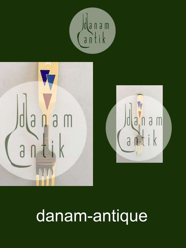 A. Michelsen 1954 Julegaffel Forgyldt Sterling Sølv med Emalje