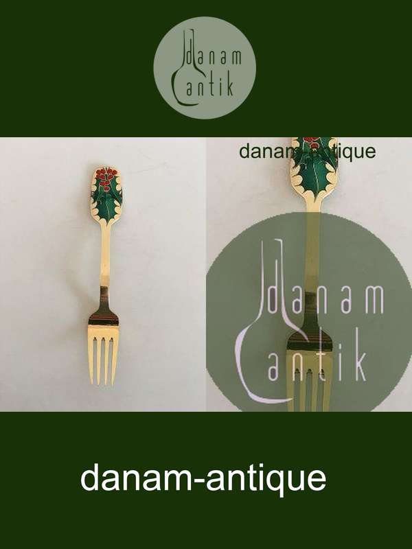 A. Michelsen 1946 Julegaffel  Forgyldt Sterling Sølv med Emalje