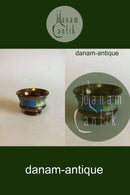 Engelsk kobber lustre sukker skål med farverigt relief. Keramik