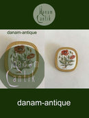 Georg Jensen Forgyldt Sterling Sølv Broche / Vedhæng med Royal Copenhagen Flora Motiv i Porcelæn