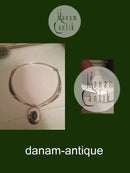 Hans Hansen Sterling Silber Halskette und Anhänger mit grünem Stein Nr. 320