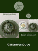 Royal Copenhagen Porcelain Button in Silver Mounting with Yellow Rose Decoration.