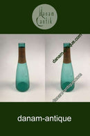 Kastrup Glasværk Opaline form Grøn Karaffel med bambusbevikling