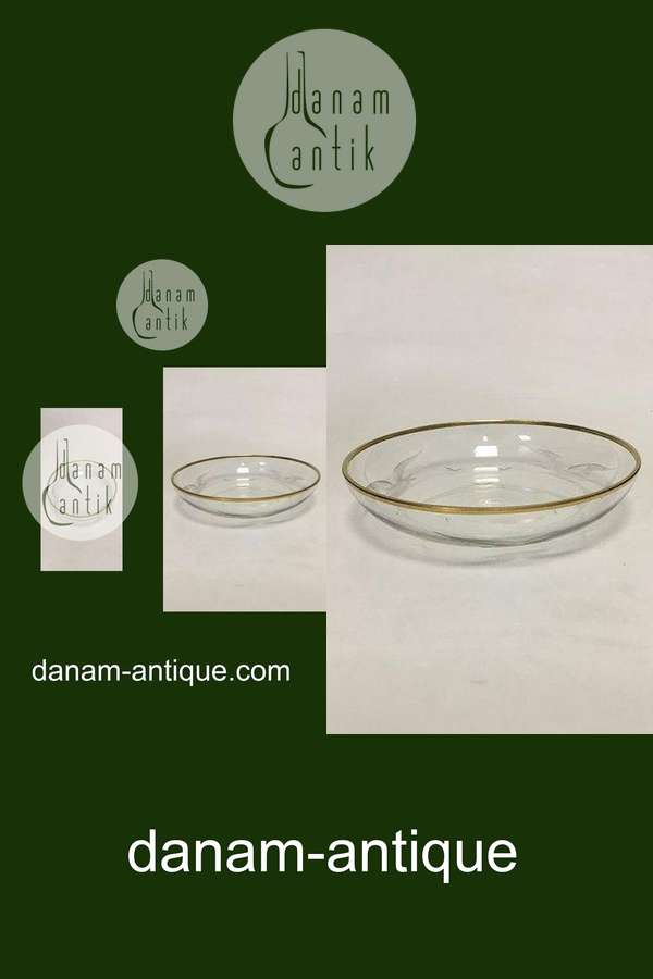 Lyngby Måge Glasassiet med slibning og guldkant