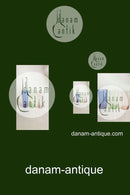 3 Vandglas af blåt, grønt og orange glas Holmegaard