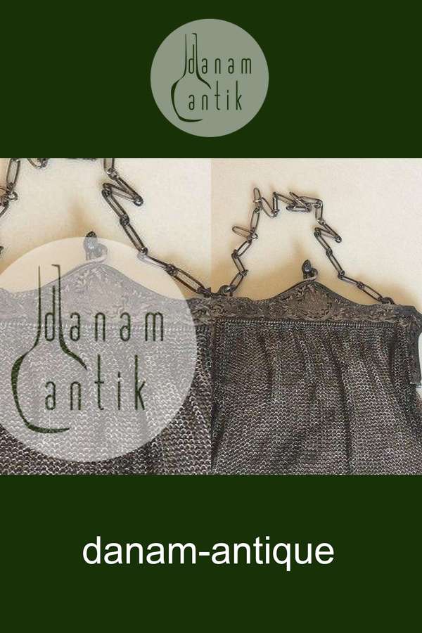 Antik Sølv aftentaske i sølvringe