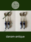 Rosenthal Blå Bjørn Wiinblad Siena Salat Serveringsæt i Keramik og Rustfrit Stål