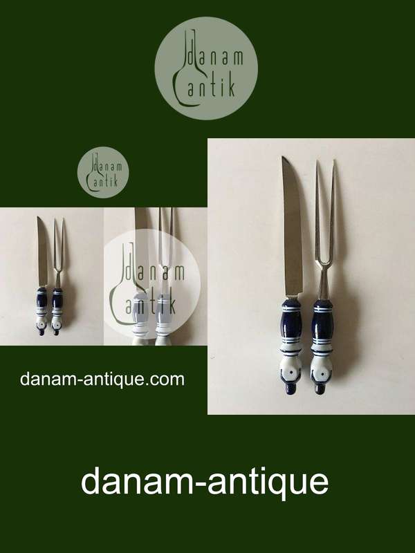 Rosenthal Blå Bjørn Wiinblad Siena Forskærer Sæt i Keramik og Rustfrit Stål