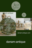 Coffee set in Silver Plater and round Art Nouveau packet in Nickel Silver with grape decoration. Coffee pot, Sugar Bowl and Creamer.