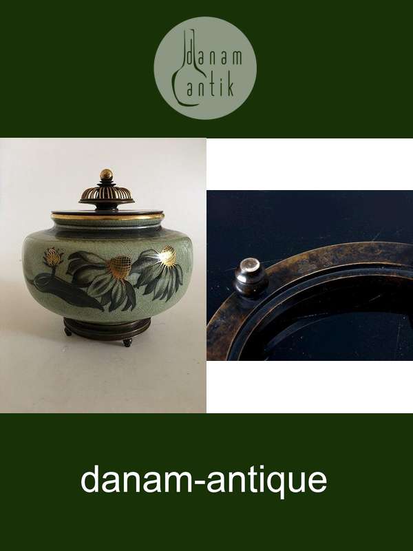 Royal Copenhagen Vase med Bronce Stand og låg af Knud Andersen