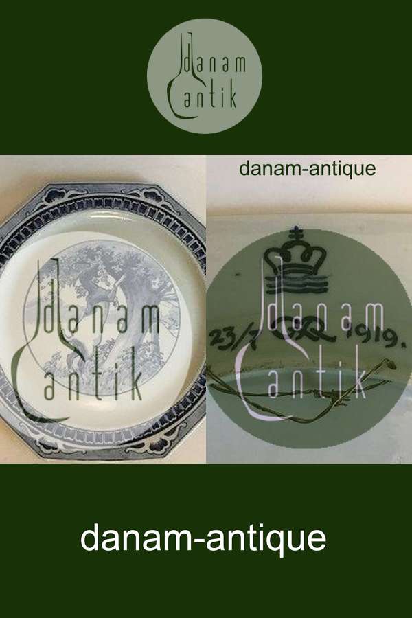 Royal Copenhagen Unika Fajance ottekantet platte dekoreret med ged der spiser af et træ