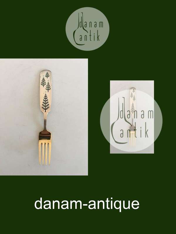 A. Michelsen 1950 Julegaffel Forgyldt Sterling Sølv med Emalje