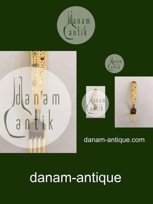 A. Michelsen 1939 Julegaffel Forgyldt Sterling Sølv med Emalje