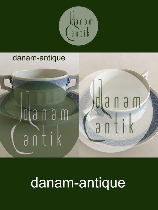 Royal Copenhagen Blå Vifte Bouillonkop med Underkop No. 11565. 35 cl