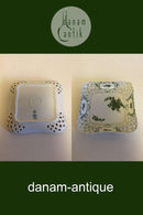 Royal Copenhagen Grüne Blume geschweißte quadratische Schale mit durchbrochenem Rand Nr. 1523