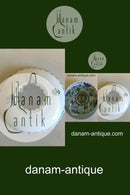 Royal Copenhagen Musselmalet Helblonde Kerzenhalter mit montierter 2-Kronen-Münze mit Frederik IX und Königin Ingrid&