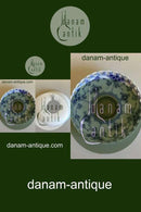 Royal Copenhagen Musselmalet Helblonde Kerzenhalter mit montierter 2-Kronen-Münze mit König Haakon VII von Norwegen&