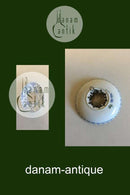 Königlich Kopenhagen Blauer geriffelter Kerzenhalter mit montierter 2-Kronen-Münze mit dem schwedischen König Gustaf V&