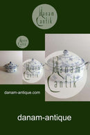 Royal Copenhagen Blaue kannelierte Halbmond-Zuckerdose Nr. 685