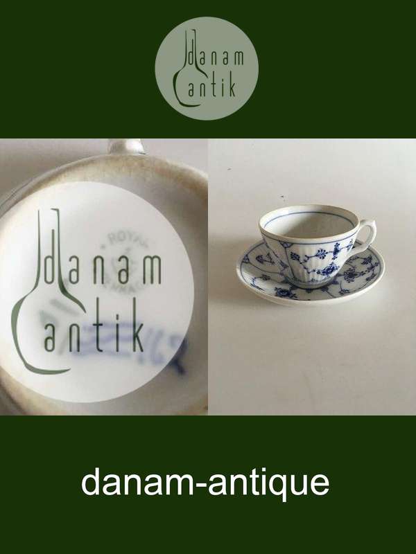 Royal Copenhagen Musselmalet Riflet Kaffekop og Underkop No 71