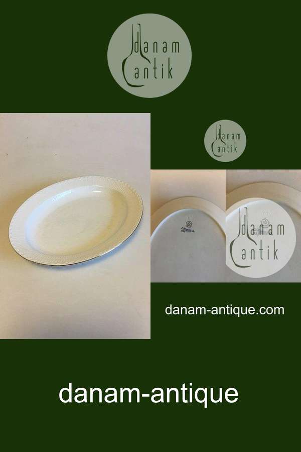 Royal Copenhagen Tradition Hvid Halvblonde m. Guld Stort Ovalt fad No 533