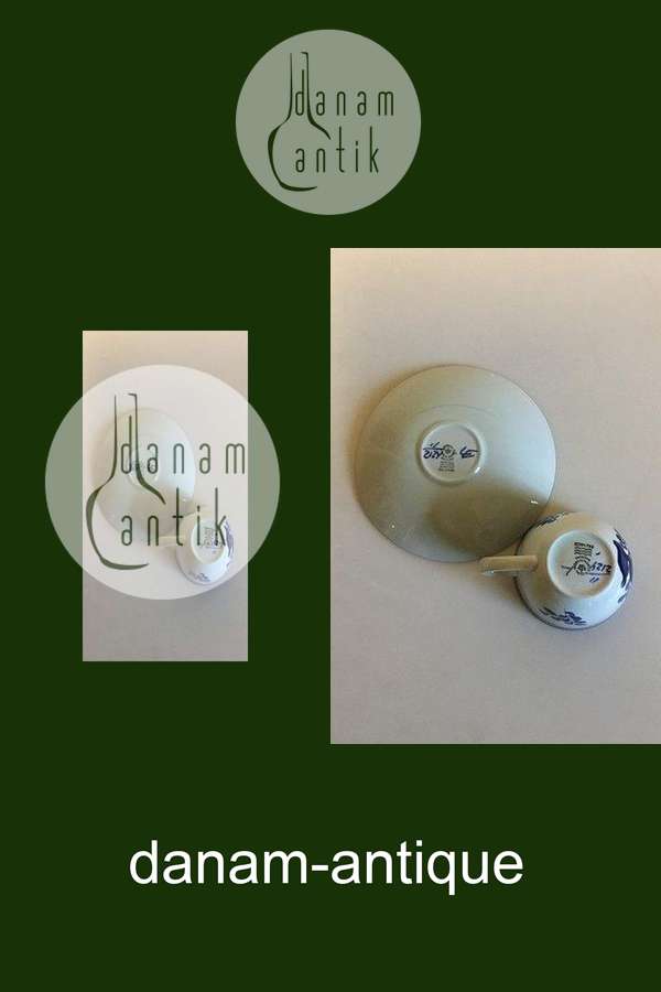 Royal Copenhagen Blå Tranquebar Mokkakop med underkop No 2124