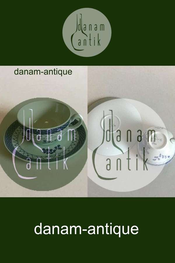 Royal Copenhagen Blå Tranquebar Lille Thekop med underkop No 1190/070