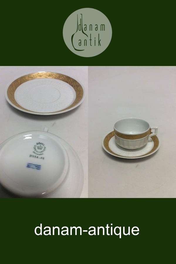 Royal Copenhagen Guld Vifte Morgen / Tekop og Underkop No. 11554