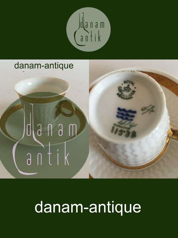 Royal Copenhagen Guld Vifte Kaffekop og Underkop No 11538