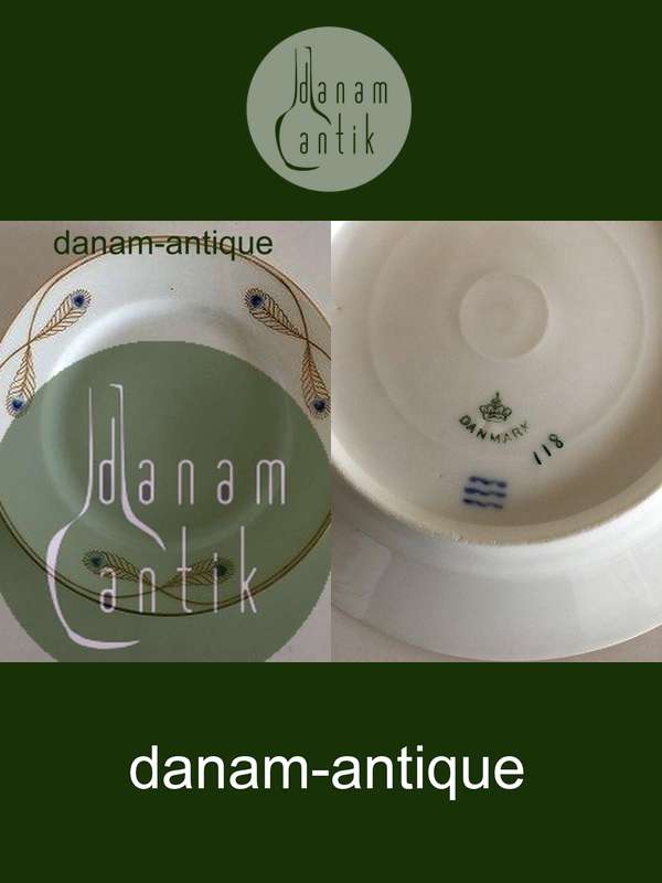 Royal Copenhagen Stel No 118 Spisetallerken Påfugl med Guldkant