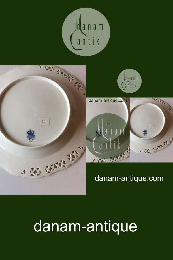 Royal Copenhagen Saksisk Blomst Middags-/Frugttallerken i luksusmodel med gennembrudt kant.