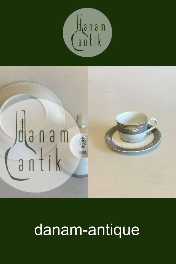 Royal Copenhagen Grå Magnolia Kaffekop med underkop No 072+073