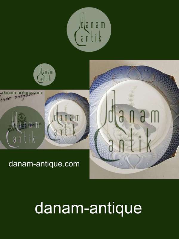 Royal Copenhagen Blå Fisketallerken med Guld No 1212/3002