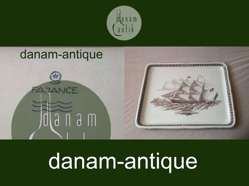 Royal Copenhagen Aluminia The bakkebord med skib "svanen"