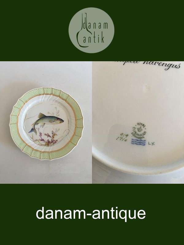 Royal Copenhagen Green Fish Dinner Plate No 919/1710 with Clupea Harengus