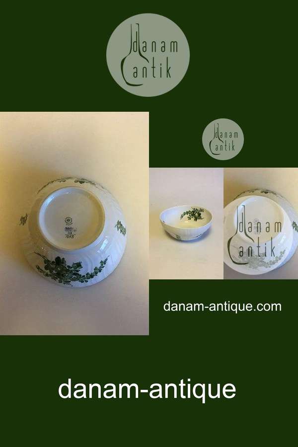 Royal Copenhagen Green Flower Curved Large Salad Bowl No 1643