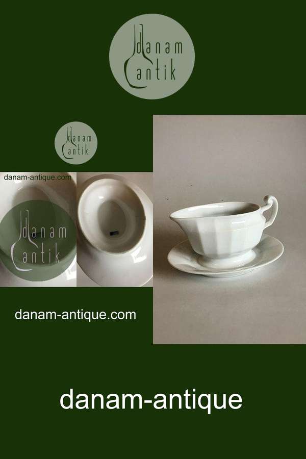 Royal Copenhagen White Blue Flower Angular Sauce Boat No 8537